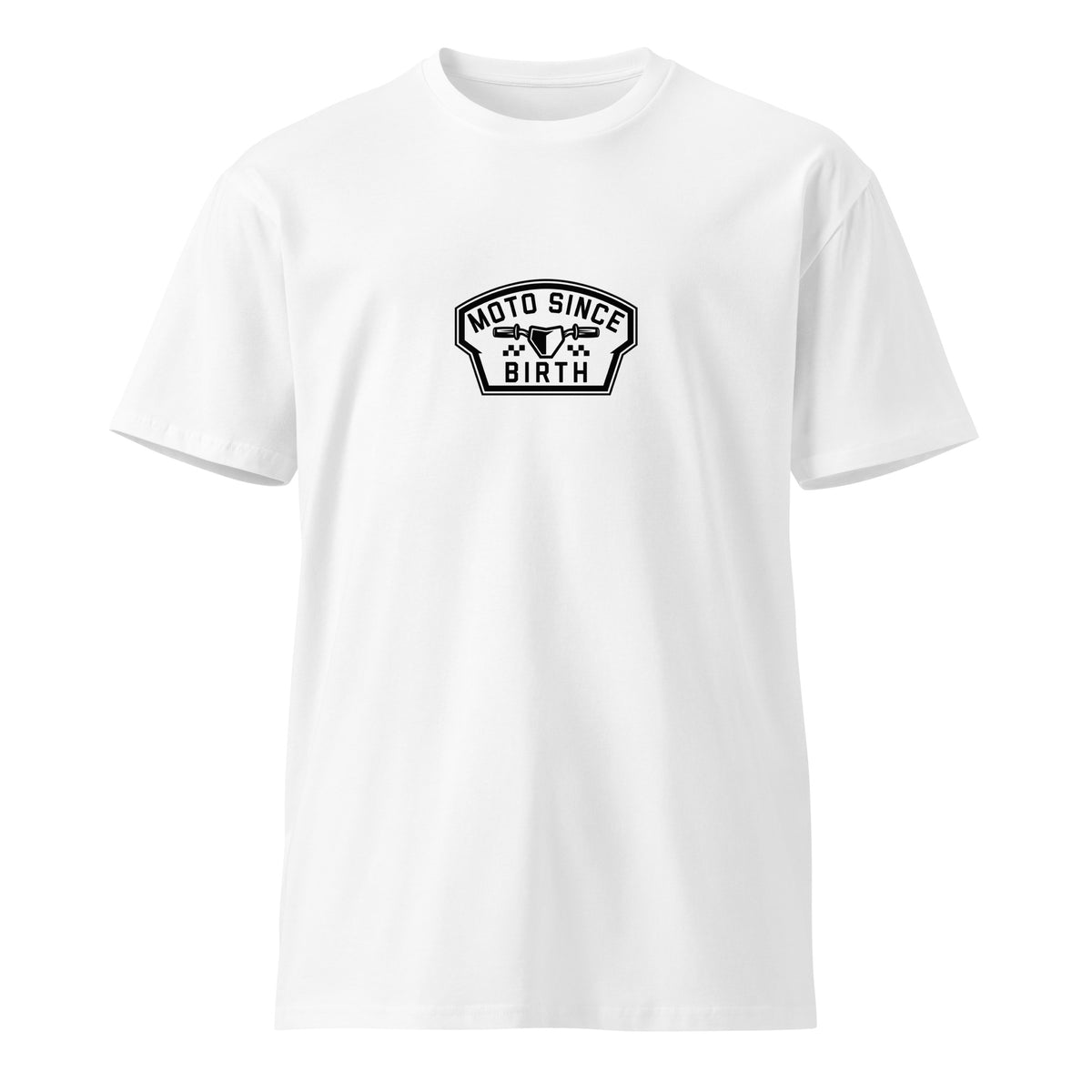 Moto Since Birth dads motocross graphic tee in white, front
