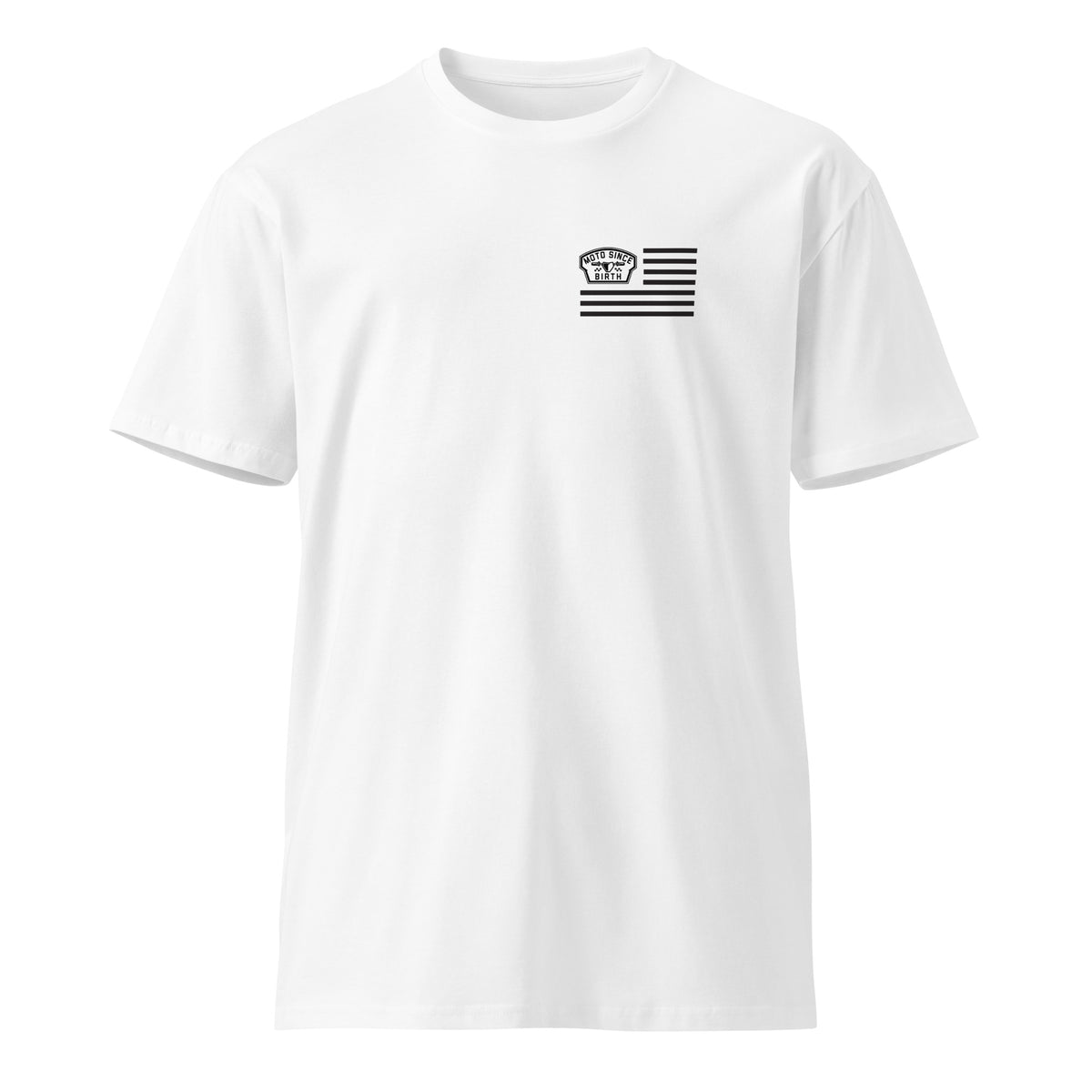 Moto Since Birth Moto Patriot t-shirt in white, front