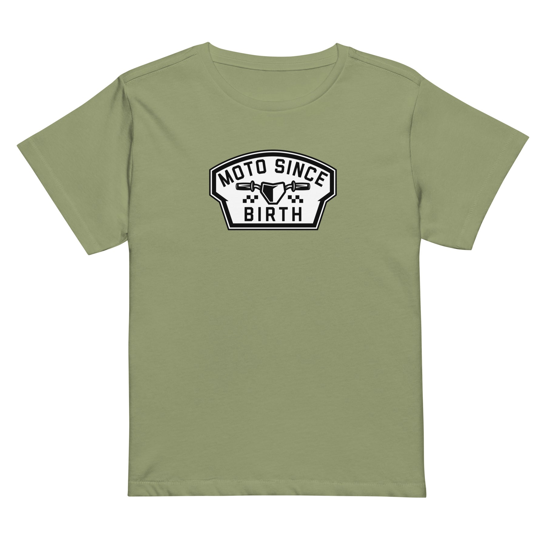 Moto Since Birth moms motocross graphic tee in artichoke, front