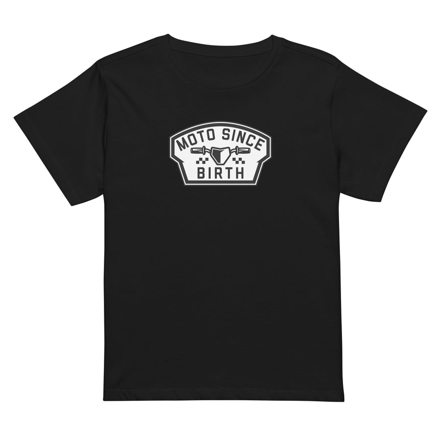 Moto Since Birth moms motocross graphic tee in black, front