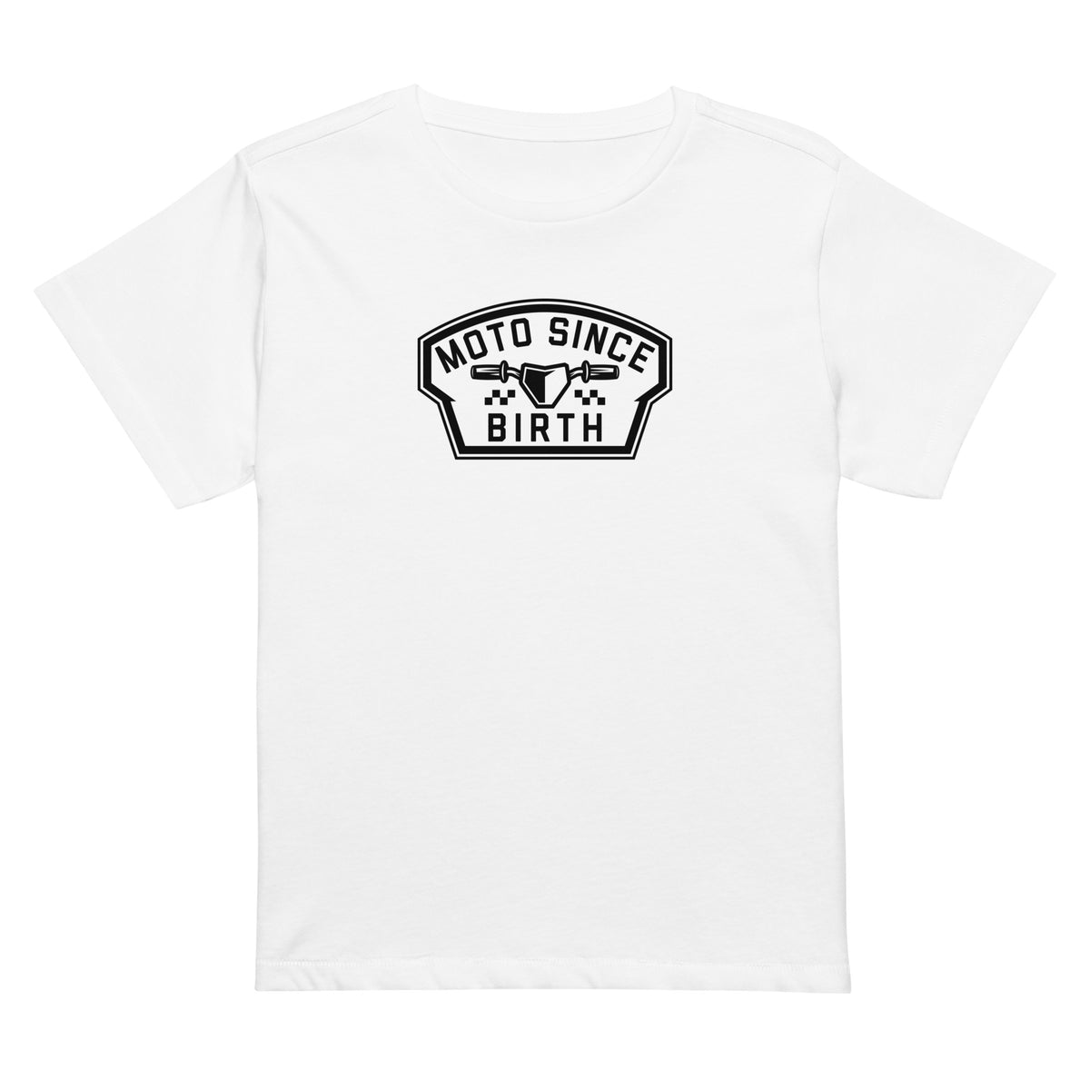 Moto Since Birth moms motocross graphic tee in white, front